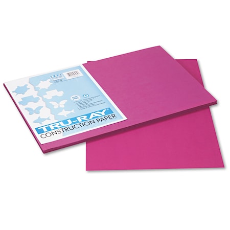 Pacon Tru-Ray Construction Paper, 76 lb Text Weight, 12 x 18, Magenta, PK50 103032